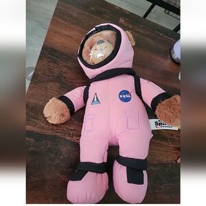 Kennedy Space Center  Plush Bear Astronaut Pink Spacesuit w Helmet 12 Inch 2017